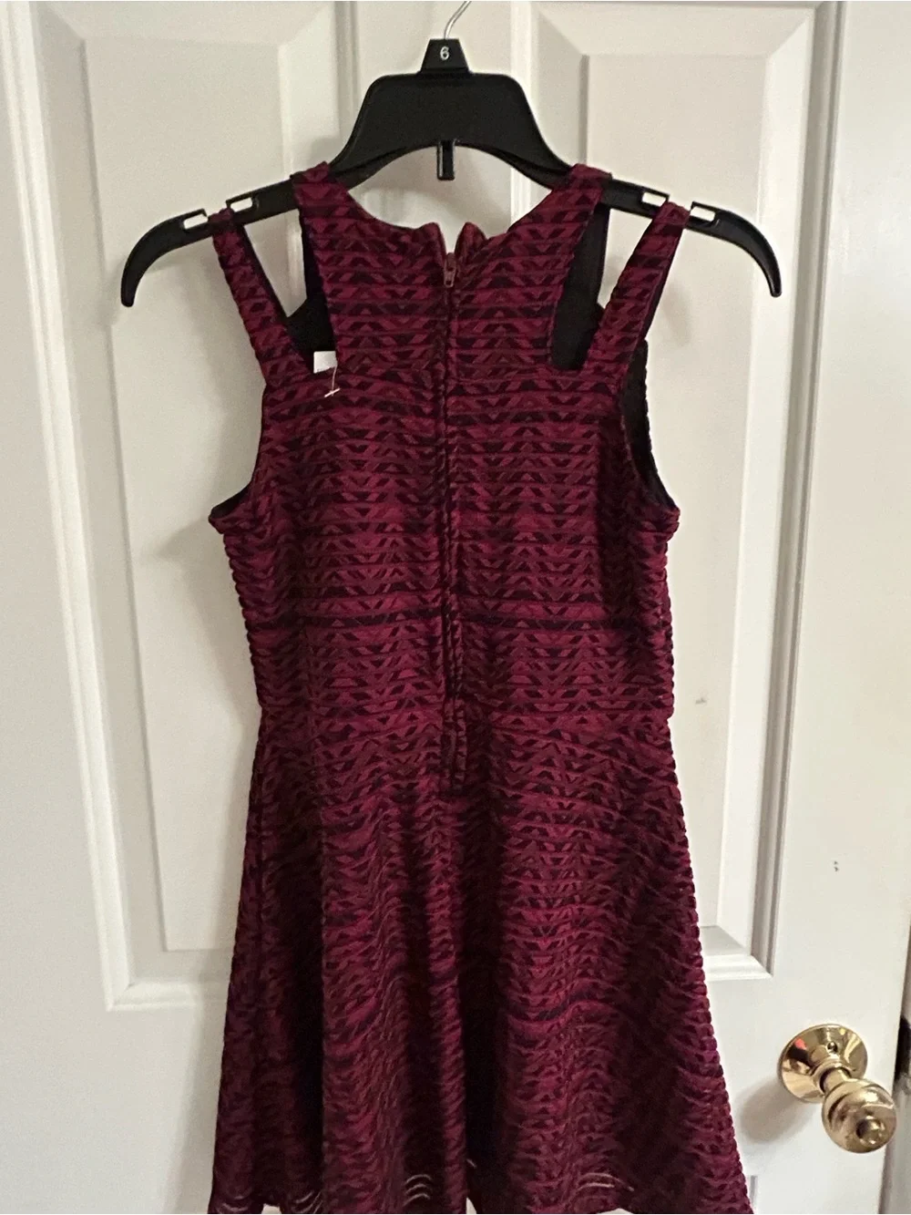 NWT-Girls The Children's Place Burgundy Textured Fit & Flare Dress